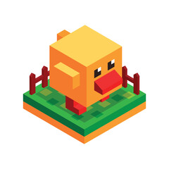 Isometric Duck at the Farm Land