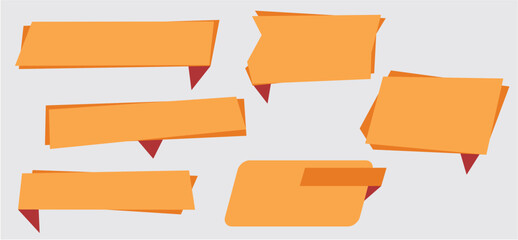 Flat text box Banner Set – Vector Design Elements, Modern Orange text box Labels for Infographics and Web, Editable Flat Ribbon Tags and Title Banners