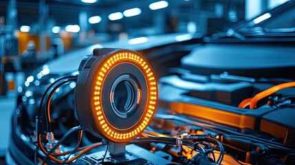 Close-up of diagnostic scanner plugged into car's OBD port