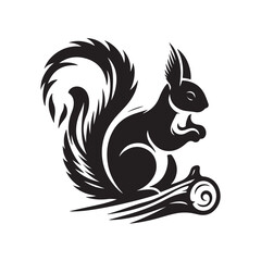  Squirrel silhouette black and white vector icon