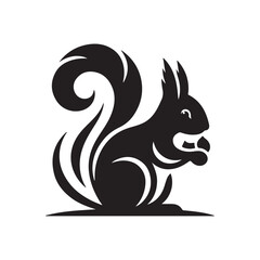  Squirrel silhouette black and white vector icon