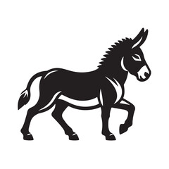 Obraz premium Donkey silhouette black and white vector icon