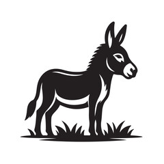 Obraz premium Donkey silhouette black and white vector icon