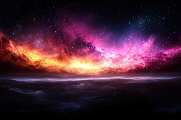 Dreamy Galaxy Background With Faded Soft Pink Purple Orange Yellow Nebulae