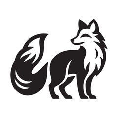 Fototapeta premium Fox silhouette black and white vector icon