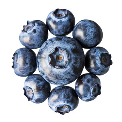 Blueberries cluster isolated on transparent background