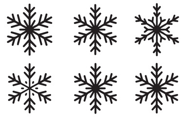 Obraz premium Collection of Stylized Snowflake Icons - Black Silhouettes on White Background