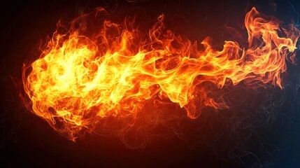 Fototapeta premium Fiery Orange and Yellow Flames on Dark Background