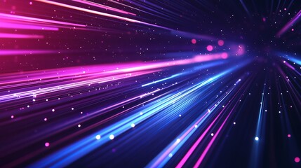 Fototapeta premium Abstract background with pink and blue light streaks and small dots for a futuristic design look