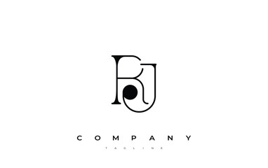 RJ Typography Logo Design. Stylish monogram design depiction featuring the letters R and J combined in an artistic signature style, delivering a unique and creative visual representation.