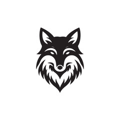 Obraz premium Fox silhouette black and white vector icon