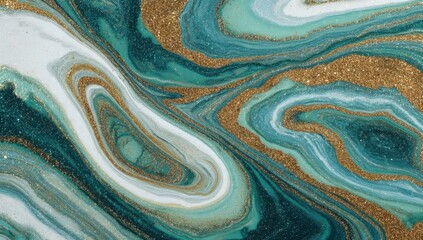 Abstract swirls teal gold background texture