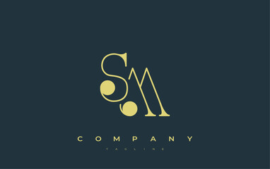 SM Typography Logo Design. Stylish monogram design depiction featuring the letters S and M combined in an artistic signature style, delivering a unique and creative visual representation.