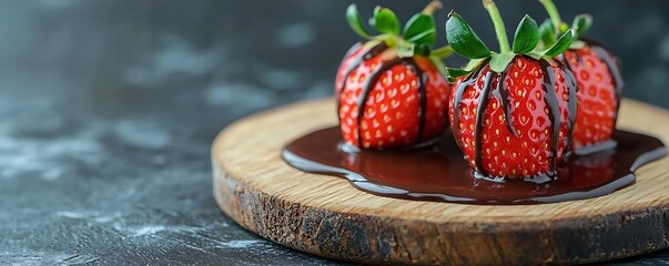 Chocolate Covered Strawberries on Wooden Board -  Photo