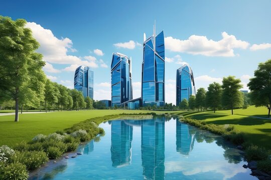 High-Rise Buildings Connected by Fiber Optic Communication Lines