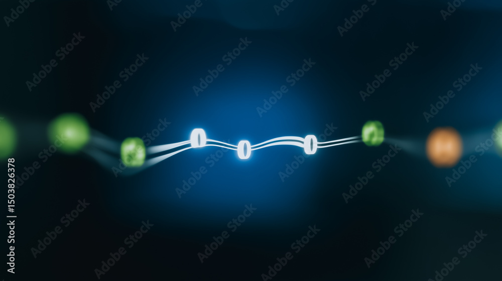Aufkleber network flow visualization: abstract digital art depicting the flow of data through a network, visua