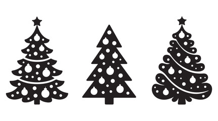 Black and White Christmas Trees with Star Toppers for Holiday Season Decorations