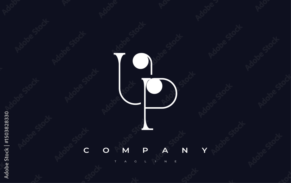 Fototapete up typography logo design. stylish monogram design depiction featuring the letters u and p combined 