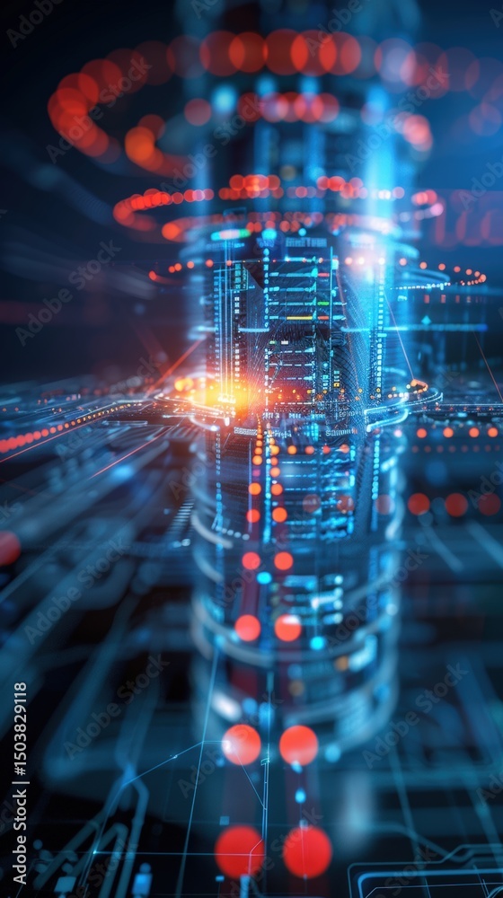 Poster futuristic digital technology visualization abstract environment data concept ai innovation close-up