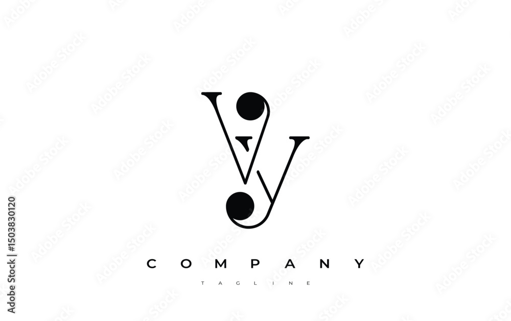 Fototapete vy typography logo design. stylish monogram design depiction featuring the letters v and y combined 