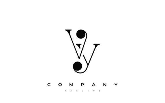 VY Typography Logo Design. Stylish monogram design depiction featuring the letters V and Y combined in an artistic signature style, delivering a unique and creative visual representation.