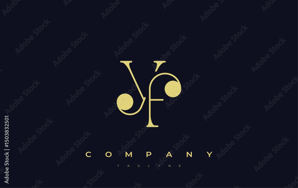 Fototapete yf typography logo design. stylish monogram design depiction featuring the letters y and f combined 
