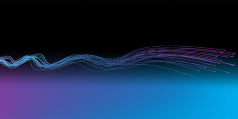 Abstract wave lines dynamic flowing colorful light isolated on black background. Vector illustration design element in concept of music, party, technology, modern.