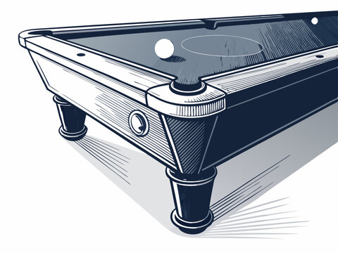 Create a vector illustration of a bold, thick-stroked corner detail of a billiard table, emphasizing the precise angles and strong lines.