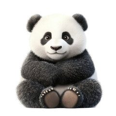 Cute panda sitting quietly against a simple Transparent background exuding charm and playfulness in a serene setting, Cute  panda. realistic PNG background
