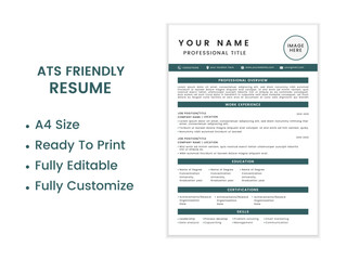 ATS Friendly Resume Template,ATS CV Formate,resume format, Resume for Job Application
