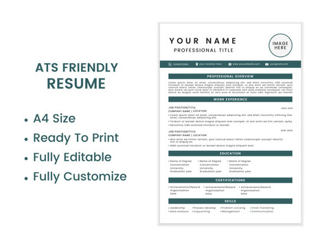 ATS Friendly Resume Template,ATS CV Formate,resume format, Resume for Job Application
