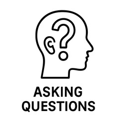 icon skill to ask questions on white background vector
Vector line icon soft skill