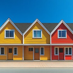 Colorful Row of Houses Under a Clear Sky