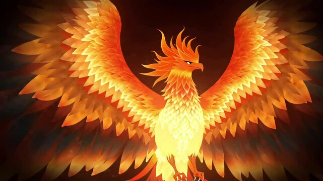fiery meteorite cracked to reveal a majestic phoenix