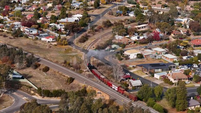 Castlemaine Victoria Steam Train &ndash; Central Business District Aerial View