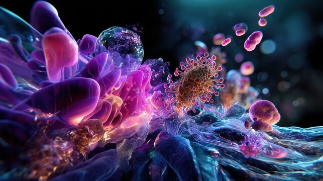 Microscopic Virus and Cellular Interaction