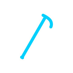Walking stick icon with simple and modern design in blue color