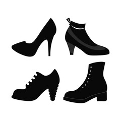 Set of Women's Shoes Silhouettes