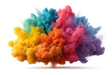 Colorful powder explosion effect on white background