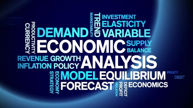 Economic Analysis animated word cloud;text design animation tag kinetic typography seamless loop.