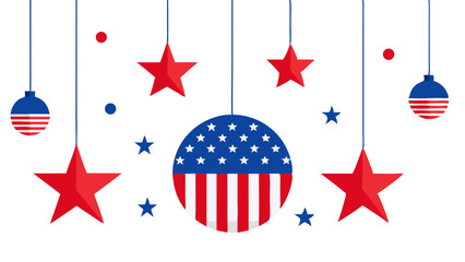 Obraz premium Patriotic spirit soars with festive stars and stripes decorations celebrating freedom and