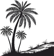 Minimalist Palm Tree Silhouettes &ndash; Tropical Black and White Vector Illustration