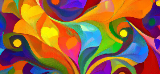 Obraz premium abstract background art painting colorful paint on canvas close up.