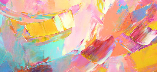 abstract background art painting colorful paint on canvas close up.