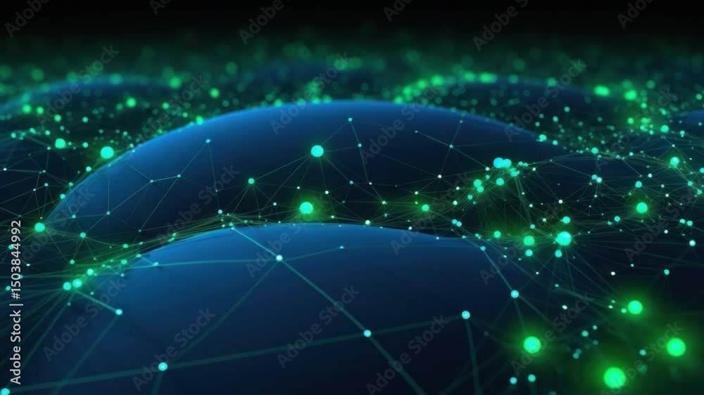 Poster cybernetic nexus: a captivating visual narrative of interconnected nodes and luminous data streams.