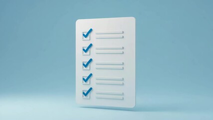 Checklist with blue check marks on a minimalist blue background  
