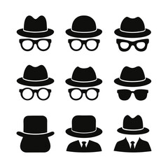 Anonymous Figure Icons with Hats and Glasses