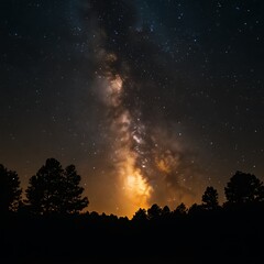 Milky Way over forest at night