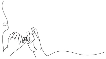 Continuous line drawing of pinky promise hand gesture vector illustration