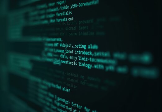 Teal-Colored Computer Code on Dark Screen - Powered by Adobe